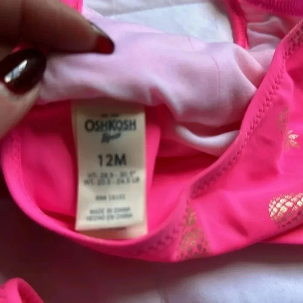 OskKosh Pink and gold maple halter bikini size 18 M